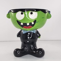 Frankenstein Halloween Candy Bowl Ceramic 6&quot; *FLAW* - £30.07 GBP