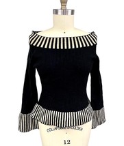 Womens St. Ambecco  Made Italy Women’s  Wool Black Tan Wide  Neckline - $42.62