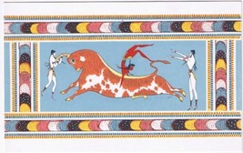 Postcard Crete Greece Bull Ring Fresco Of Knossos Palace Heraclion Museum - £2.71 GBP