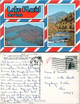 New York Lake Placid Mirror Lake Ausable River Posted to OH in 1976 VTG Postcard - £7.37 GBP