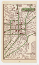 1951 Original Vintage Map Of New Haven Connecticut Downtown Business Center - £15.36 GBP