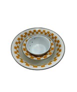 The Golden Rabbit II Joan Wilkes Gold Checkers &amp; Ants Enamelware Bowls S... - $99.33 CAD