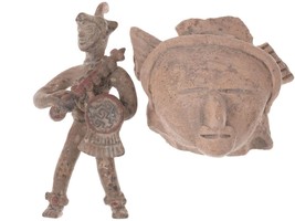 Pre-Columbian Aztec Jaguar Warrior figures and head shard - £1,070.79 GBP