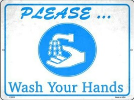 Please Wash Your Hands Metal Sign 9&quot; x 12&quot; Wall Decor - DS - £19.10 GBP