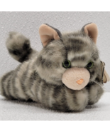 Vintage Aurora A&amp;A Plush Tabbies Gray Stripe Cat Kitten 6&quot; Green Eyes w/... - $37.86