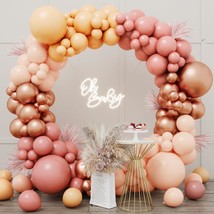 Dusty Pink Boho Blush Balloons Arch Garland Kit, 138Pcs Metallic Rose Gold Retro - £13.66 GBP