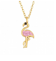 Crystal flamingo sterling silver pendant - $16.82