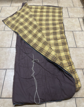 Vintage 70&#39;s Coleman Brown Cotton Plaid Flannel Thick Lined Hunting Sleeping Bag - £66.52 GBP