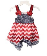 Little Lass Toddler Patriotic Sundress Sz 2T Smocked Handkerchief Sequin... - £6.80 GBP