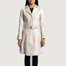 Moonlight Silver Leather Trench Coat - $340.00