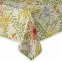 Fiji 60x102 Oblong Tropical Fabric Tablecloth Bonaire Yellow Ferns Orchi... - £15.80 GBP