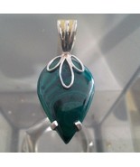 Handmade .925 Sterling Silver / Brass Green Malachite Stone Pendant - Fr... - $30.13 CAD