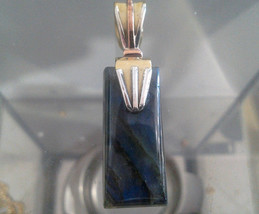 .925 Sterling Silver / Copper / Brass Blue Stone  Pendant - Free Shipping - $19.99