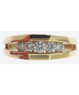 Authenticity Guarantee 
Men&#39;s 14K Yellow Gold Diamond Wedding Ring- SI -... - £1,117.69 GBP
