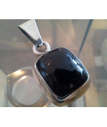 .925 Sterling Silver Black Square Cut Onyx Pendant - Free Shipping - £27.51 GBP