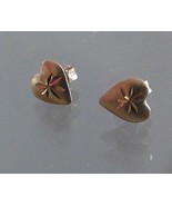 14k yellow gold baby heart stud earrings - free shipping - £27.51 GBP