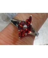 .925 Sterling Silver 4 Stone Garnet Marquis Ring . -Free Ship! - £23.59 GBP