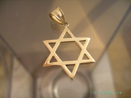 14K Yellow Gold Israeli Star Of David - Free Shipping  1x1 in Dimensions !! - £273.78 GBP