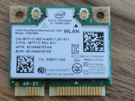 Intel 08TF1D Dual Band Wireless AC 7260HMW Bluetooth Wifi Card Tiny1 - $8.86