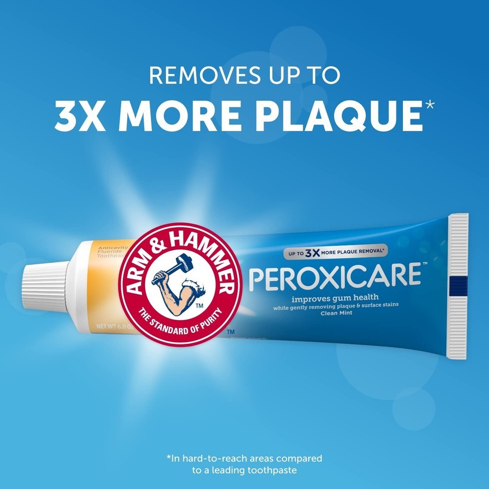 Arm & Hammer Peroxicare Toothpaste, Clean Mint Flavor 6.0oz (4-Pack) Item image 4
