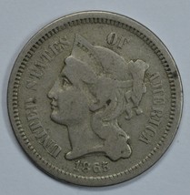 1865 3 cent circulated copper nickel VF details - £27.36 GBP