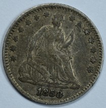 1858 Seated Liberty circulated silver half dime XF details - $60.00