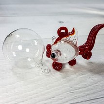 Vintage Glass Blown Floating 2&quot; Red Tropical Fish w/ Water Floater Bubble - £14.94 GBP