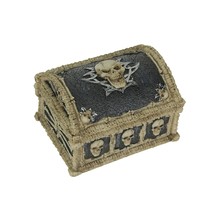 Resin Skull Treasure Chest Trinket Box Decorative Skeleton Jewelry Storage Trunk - £20.34 GBP