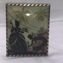 Vintage Convex Glass Reverse Painted Silhouette Picture  4”x5” Woman W/ Girl - £8.22 GBP