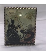 Vintage Convex Glass Reverse Painted Silhouette Picture  4”x5” Woman W/ ... - £7.81 GBP