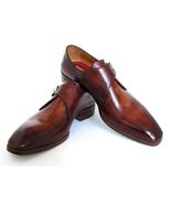 Handmade monk strap shoes premium leather brown patina dress monk shoes ... - £122.14 GBP+