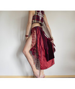 Red tribal belt skirt, long split skirt, ren fair costume, fire goddes skirt - $135.00