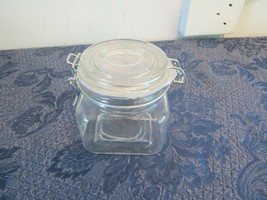 Thick Square Glass Mason Jar Food Storage Locking Canister Style Lid - £11.70 GBP