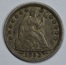 1853 Seated Liberty circulated silver half dime XF details with damage - £43.96 GBP