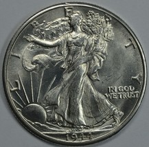 1944 D Walking Liberty silver half dollar BU details - $55.00