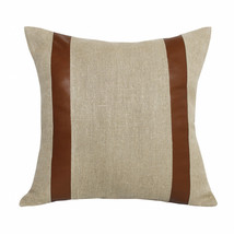 20&quot; X 20&quot; Beige And Brown Linen Striped Zippered Pillow - £66.34 GBP