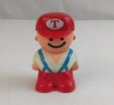 1987 Tonka Mightys Little People Worker Red Suspenders & Cap 2" Toy Figure Rare - $9.69