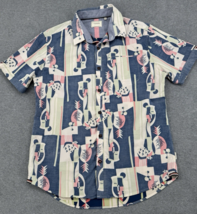 7Diamonds Men’s Abstract Print Button Up Shirt Intentional Reverse Fabri... - $26.72