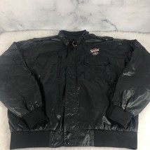 MV Sport Sz Large Nylon Jacket Black Zipper Castrol GTX Racing Embroidered  - $39.48