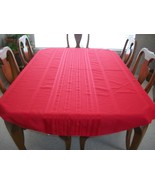 Vintage Red Holiday 70 x 68 Inches Oblong Tablecloth (#0428) - $474.79 MXN