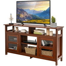 Costway 58&quot; TV Stand Entertainment Console Center W/ 2 Cabinets Up to 65&quot; Walnut - £264.41 GBP