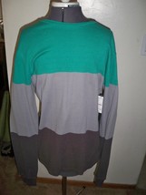 Men&#39;s Guys Rusty Tri Colored Green Thermal Shirt Long Sleeve Striped New $33 - £20.45 GBP