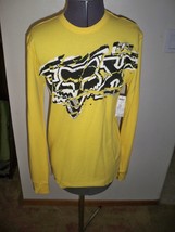 Men&#39;s Guys Fox Racing Long Sleeve Thermal Shirt Yellow Black Logo New $35 - £20.44 GBP