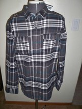 MEN&#39;S GUYS ON THE BYAS FLANNEL WOVEN HARRIS TWILL  PLAID BUTTON SHIRT GRAY - $39.99