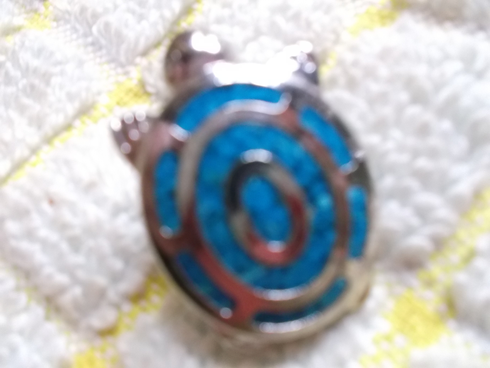 Turtle Pin southwestern Style Silver and Turquoise-signed Trifari - $35.00