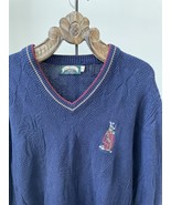 Vintage Fairway Sport 80s Vneck Golf Bag Embroidered Vneck Sweater Cotton L - $24.48