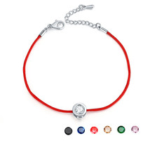 Fashion Red String Thread Rope Bracelet 10 Color Small Cubic Zirconia CZ Bracele - £7.61 GBP