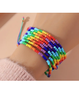 Pride Rainbow Color Seed Bead Multilayer Bracelet - Adjustable - $9.00