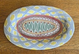 Vintage Mackenzie Childs Aalsmeer Tulip 16&quot; Oval Platter Wall Hanging Hand Paint - £140.76 GBP
