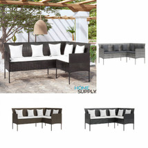 Outdoor Garden Patio Poly Rattan L-Shaped Corner Sofa Couch Chair With C... - £187.09 GBP+